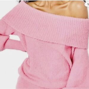 Lilly Pulitzer Vibrant Pink Off-Shoulder Sweater